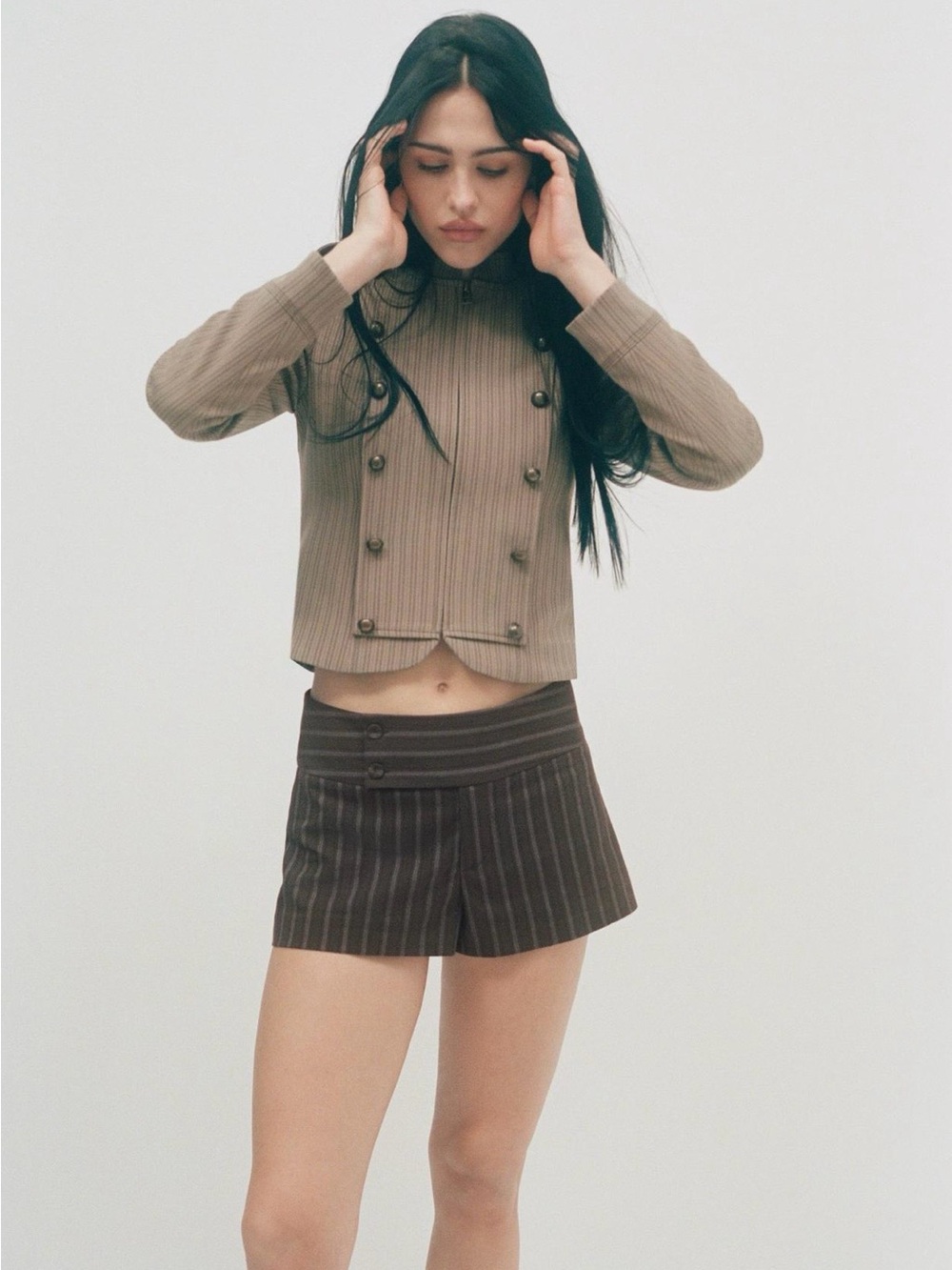BNWT Zara Pinstripe Button Short